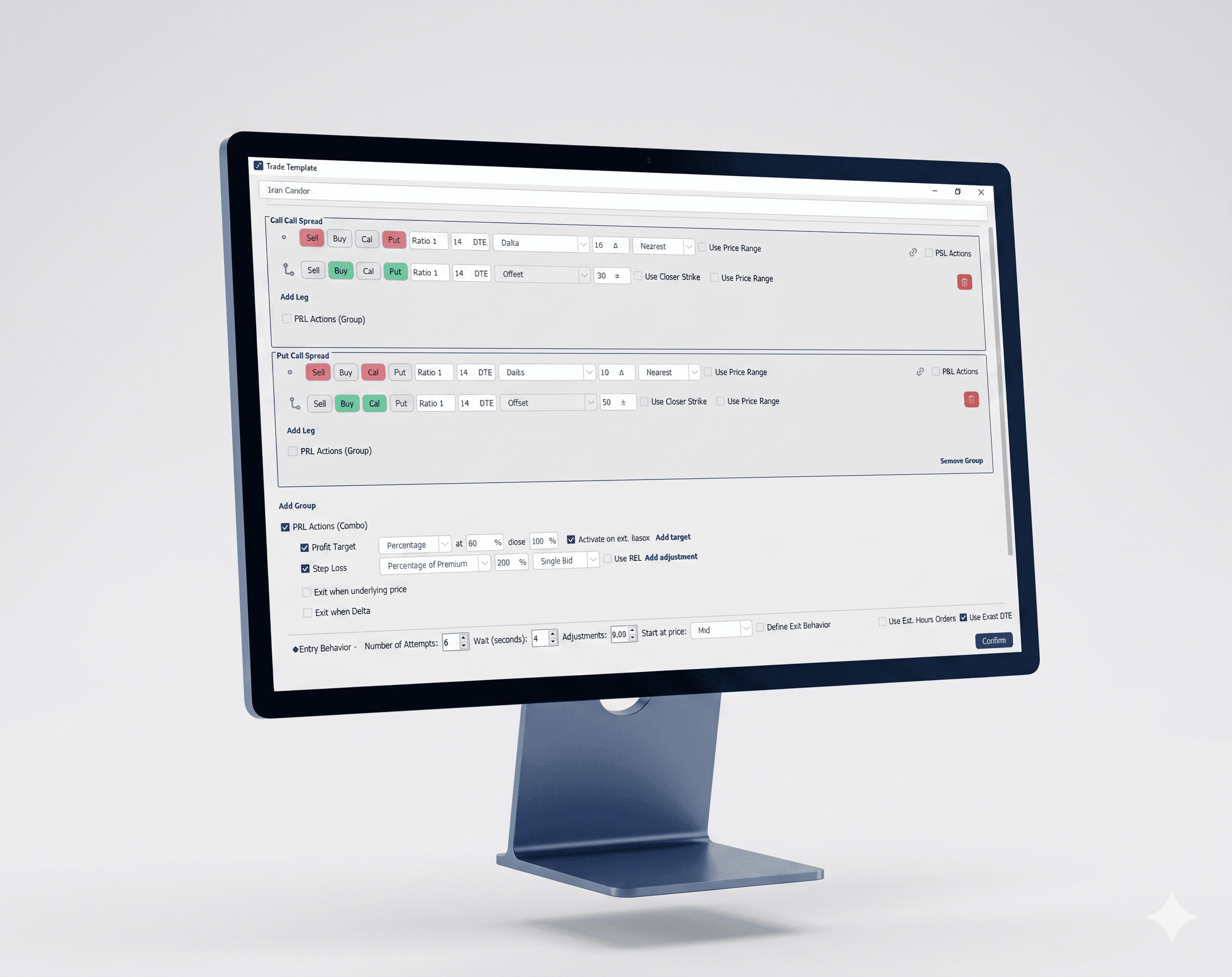 OptionsApp Screenshot: Strategieerstellung