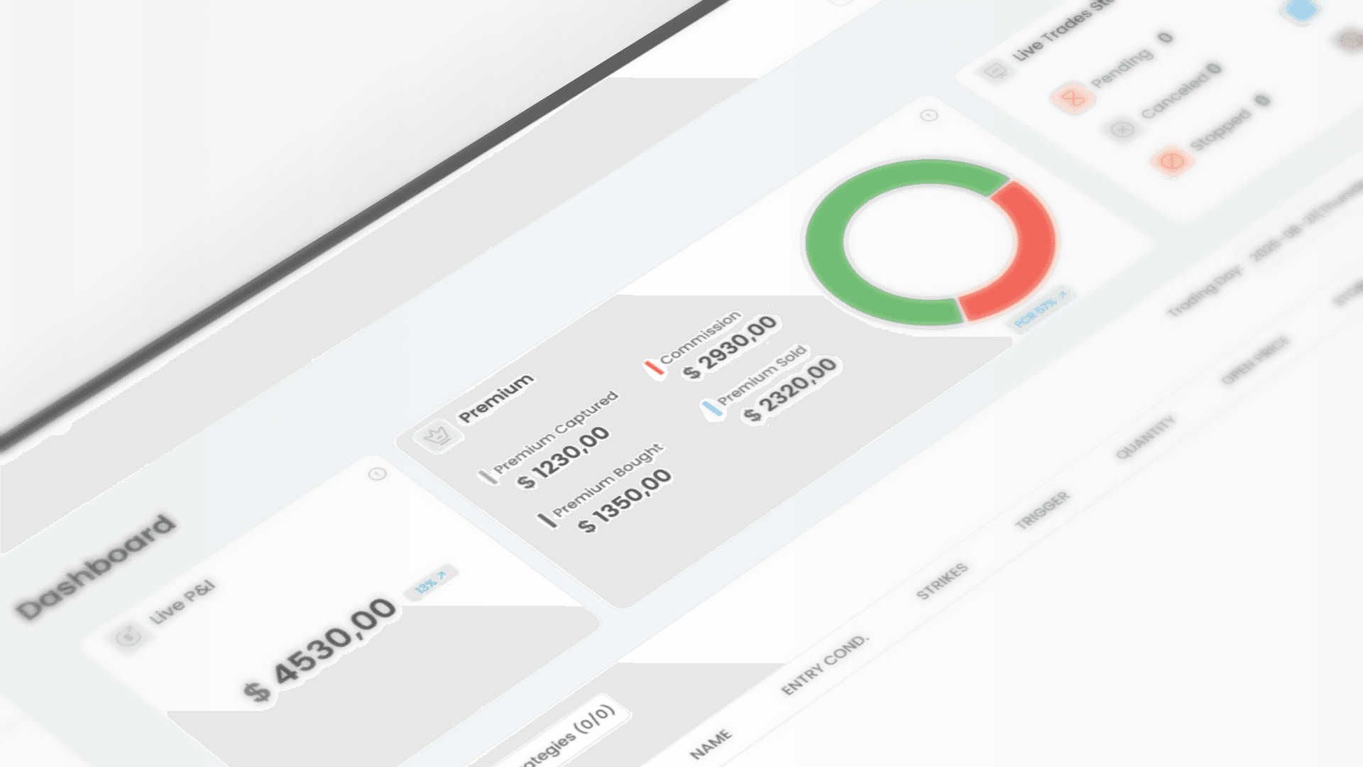 OptionsApp Live-Dashboard mit P&L und Trade-Status